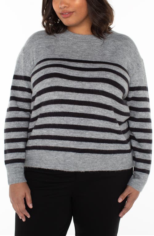 Liverpool Los Angeles Stripe Crewneck Sweater In Gray