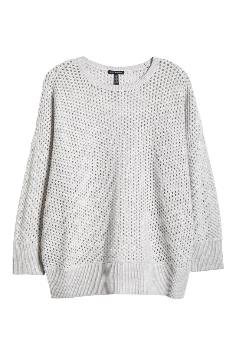 Open Stitch Wool Sweater, Alternate, color, SEA SALT