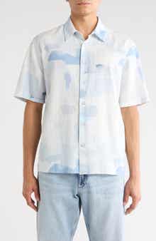rag & bone Danny Short Sleeve Linen & Cotton Button-Up Shirt