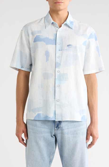 rag & bone Danny Short Sleeve Linen & Cotton Button-Up Shirt