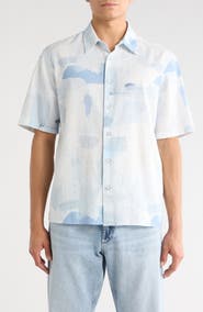 rag & bone Danny Short Sleeve Linen & Cotton Button-Up Shirt