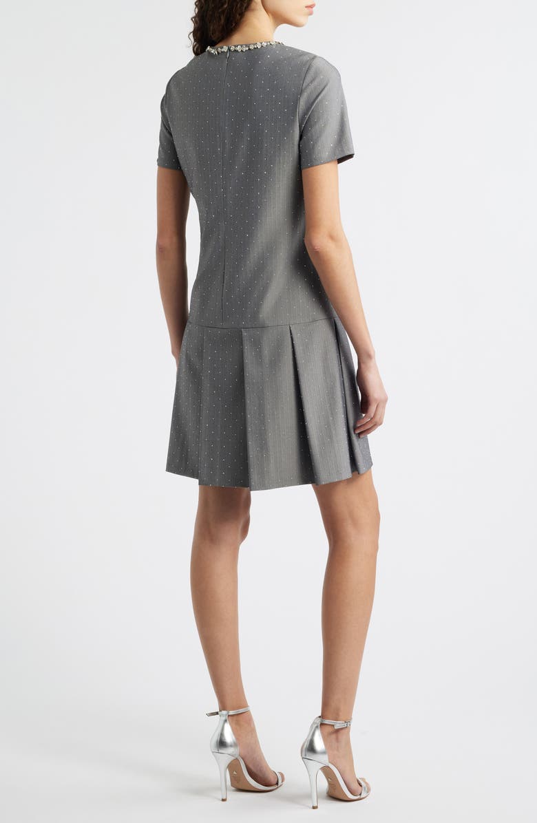 Eliza J Bejeweled Short Sleeve Drop Waist Dress, Alternate, color, Grey