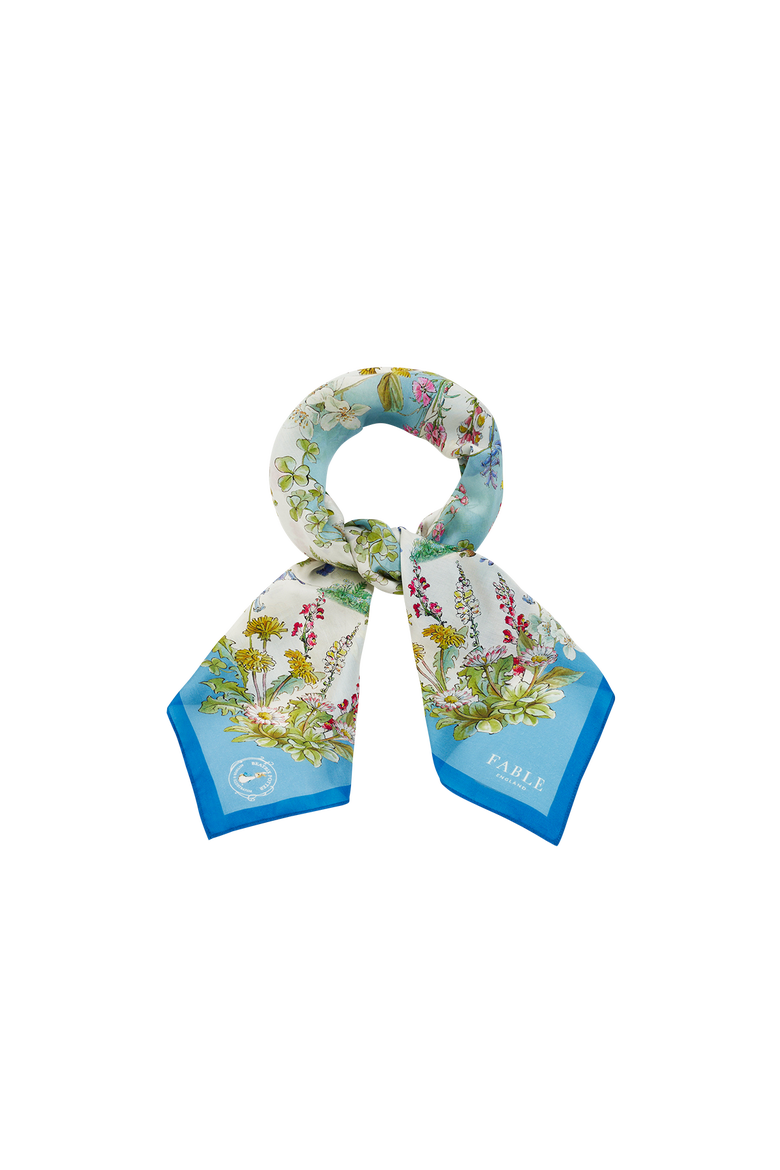 x Peter Rabbit Blue Narrative Silk Blend Square Scarf, Alternate, color, Blue