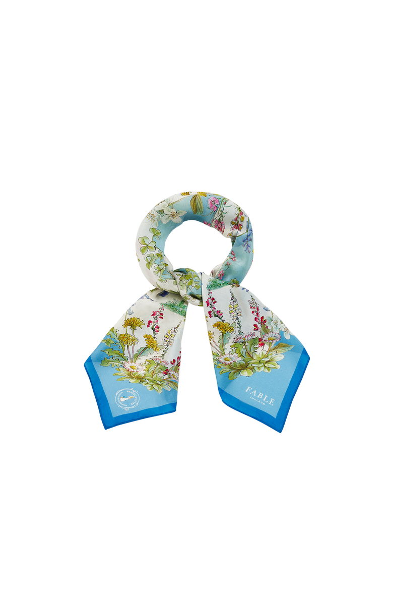 Fable England x Peter Rabbit Blue Narrative Silk Blend Square Scarf, Alternate, color, Blue