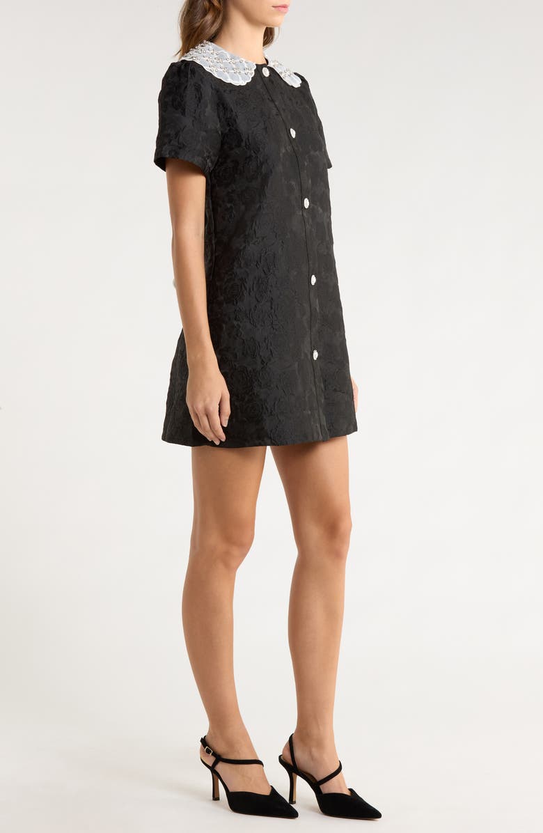 Sister Jane Chandelier Floral Jacquard Minidress, Alternate, color, Black
