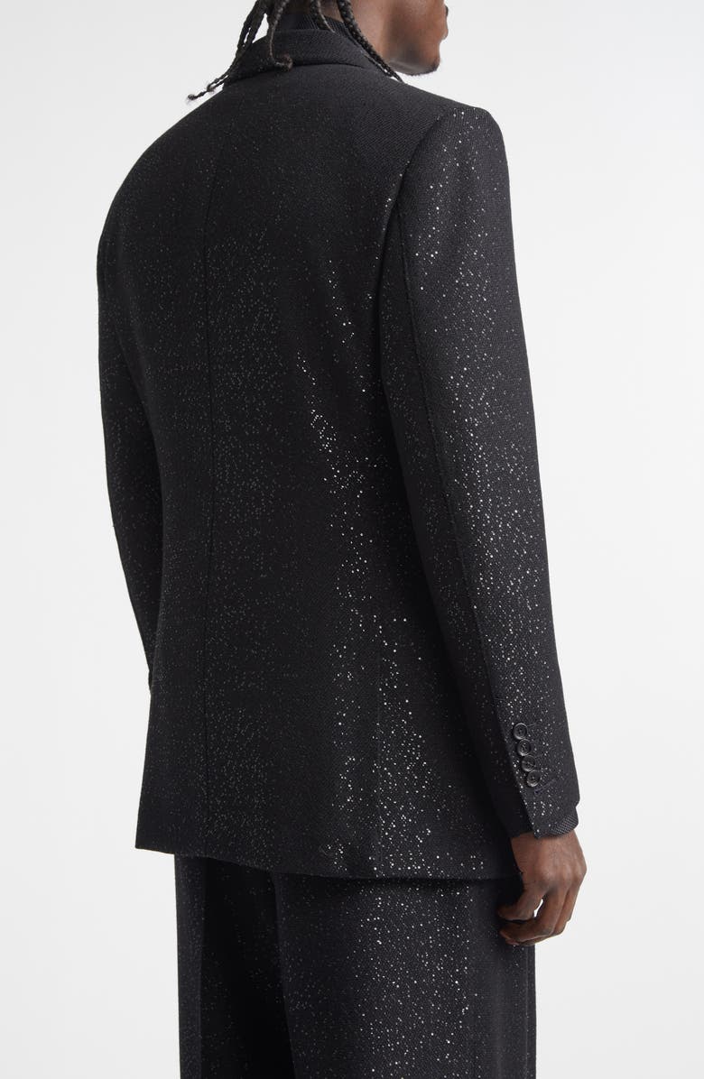 TOM FORD Sequin Light Double Breasted Wool Blend Bouclé Blazer, Alternate, color, Naa Black