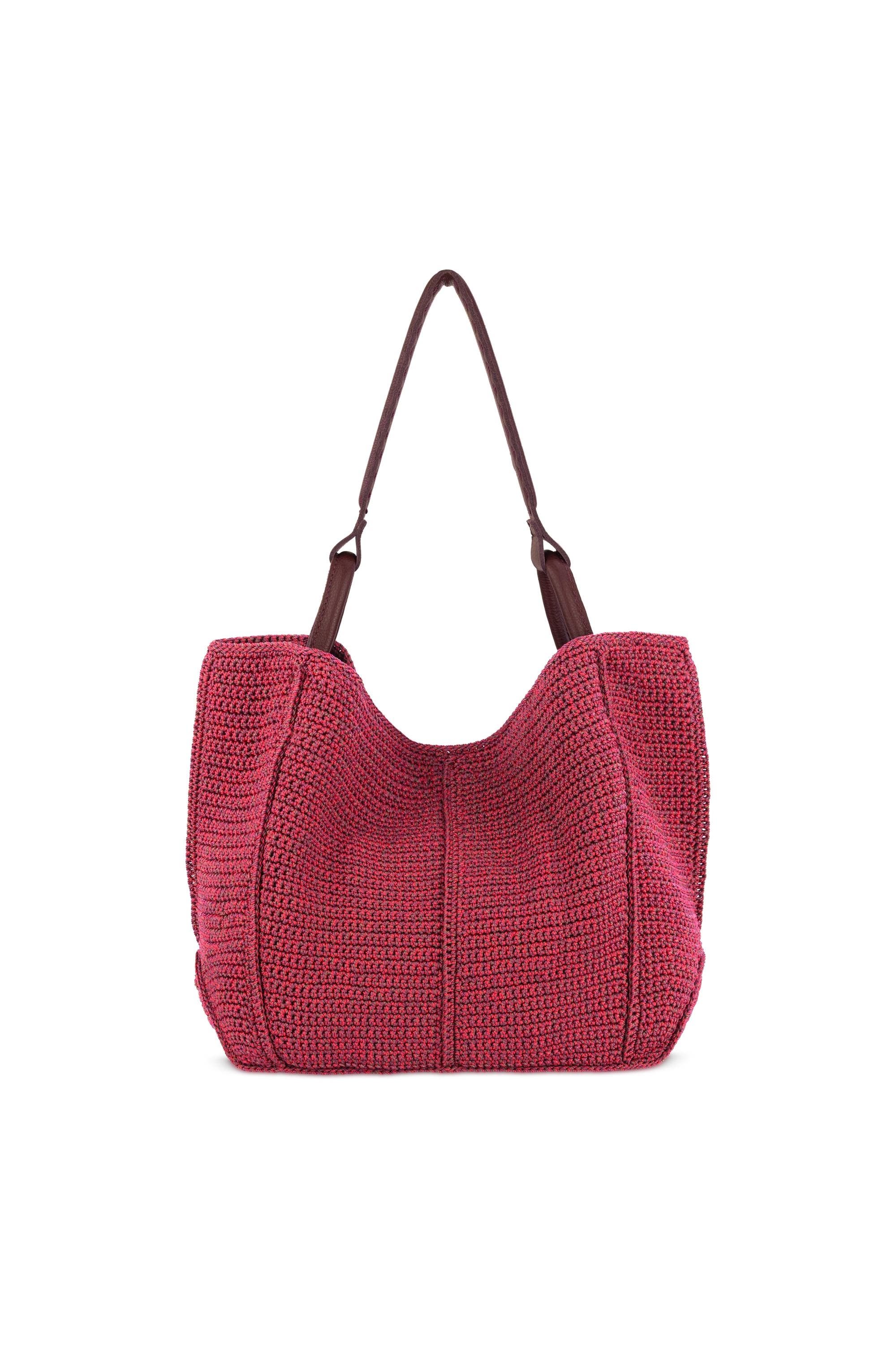 Los Feliz Large Tote Hand Crochet Bag, Alternate, color, Black Cherry Static
