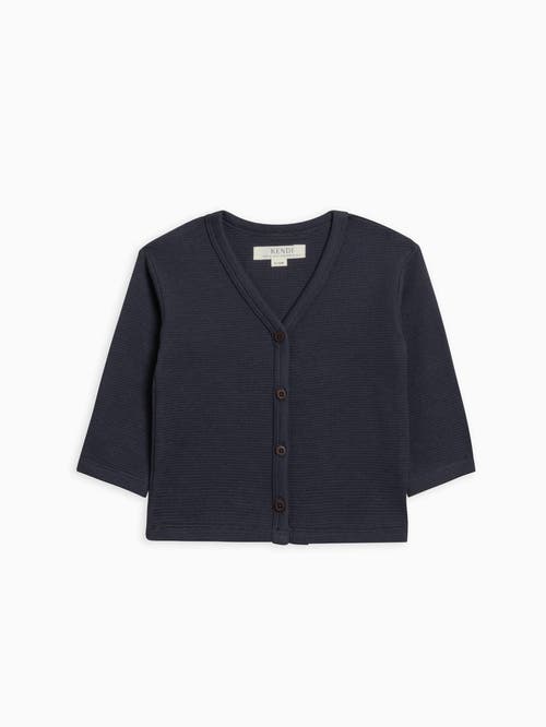 Kendi Wells Waffle Knit Button Cardigan In Blue