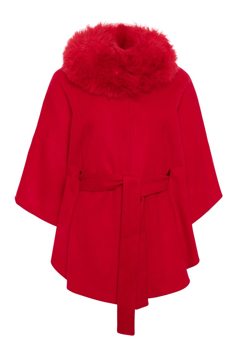 Wool Belted Cape, Alternate, color, RED