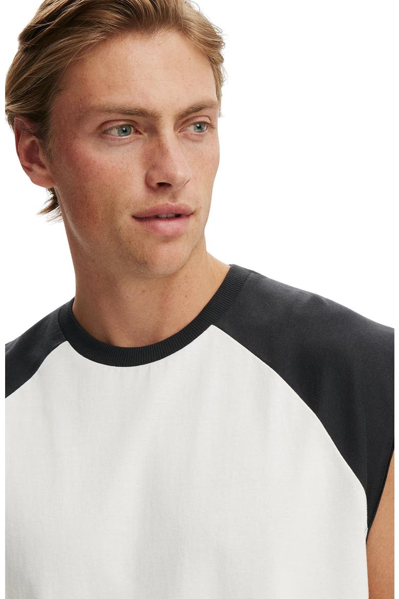 Men's Cropped Fit Muscle, Alternate, color, Vintage White  Washed Black