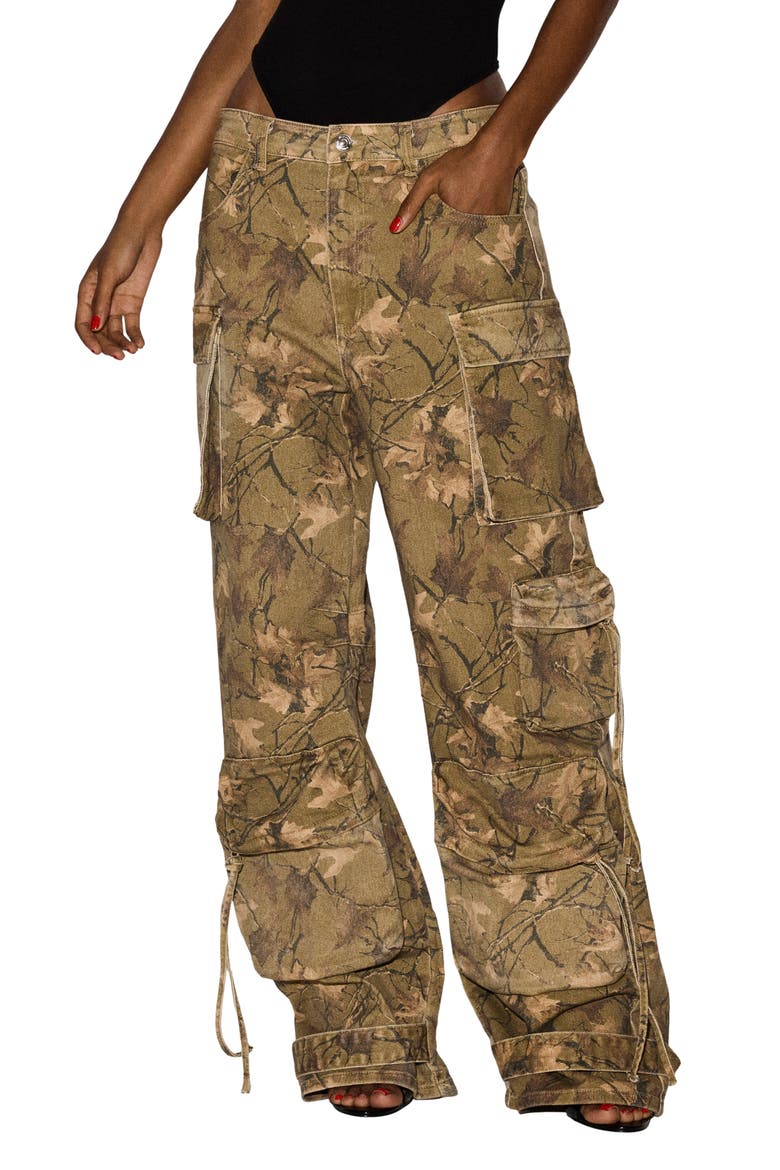 Duo Print Wide Leg Cargo Pants, Main, color, WOODLAND PRINT