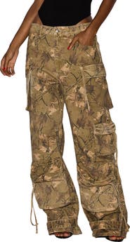 Steve Madden Duo Print Wide Leg Cargo Pants