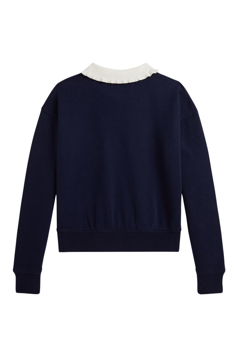 Kids' Poplin Collar Cotton Blend Fleece Sweatshirt, Alternate, color, REFINED NAVY
