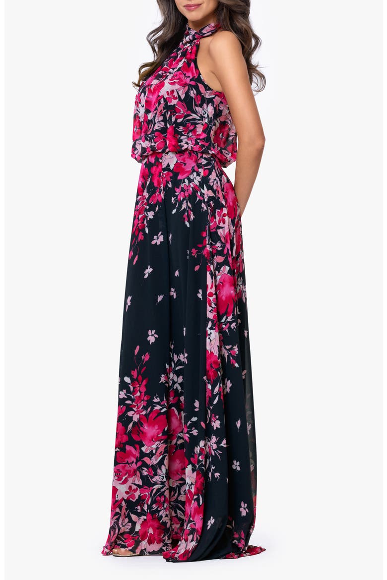 Sleeveless Blouson Chiffon Gown, Alternate, color, NAVY/ FUSHIA