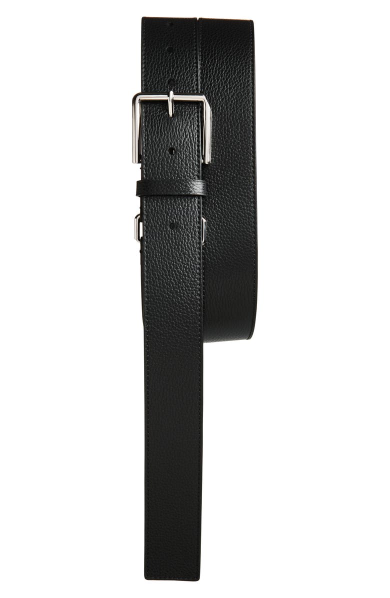 Givenchy Square Ring Leather Belt, Main, color, Black