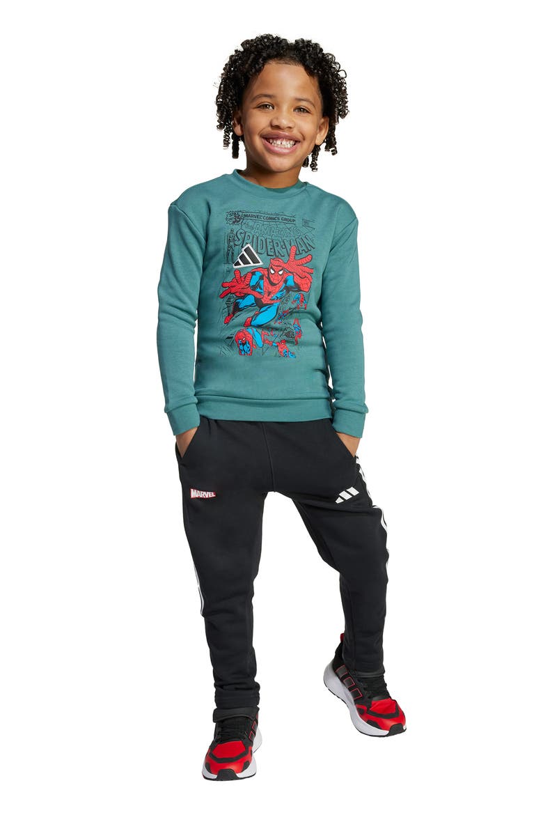 Kids' x Marvel Spider-Man Sweatshirt & Track Pants Set, Main, color, PRETEA/WHI