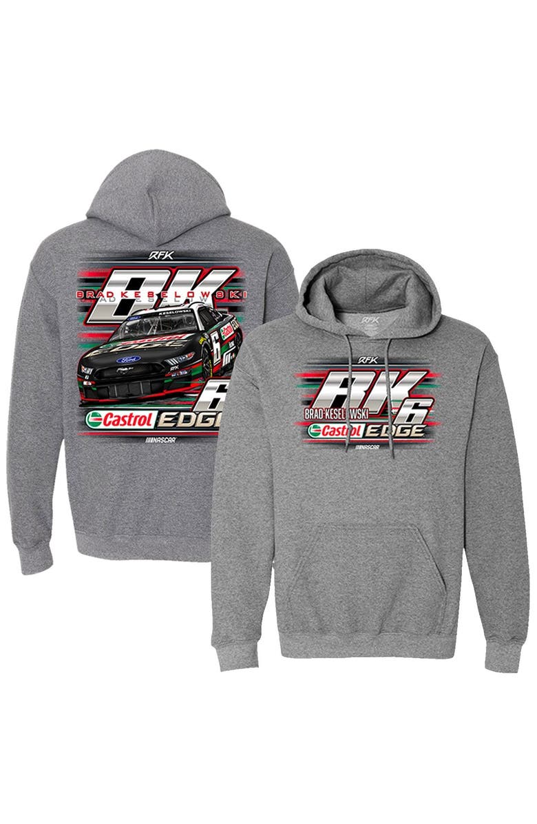 RFK Racing Men's RFK Racing Heather Gray Brad Keselowski Castrol Edge Car Pullover Hoodie, Main, color, 