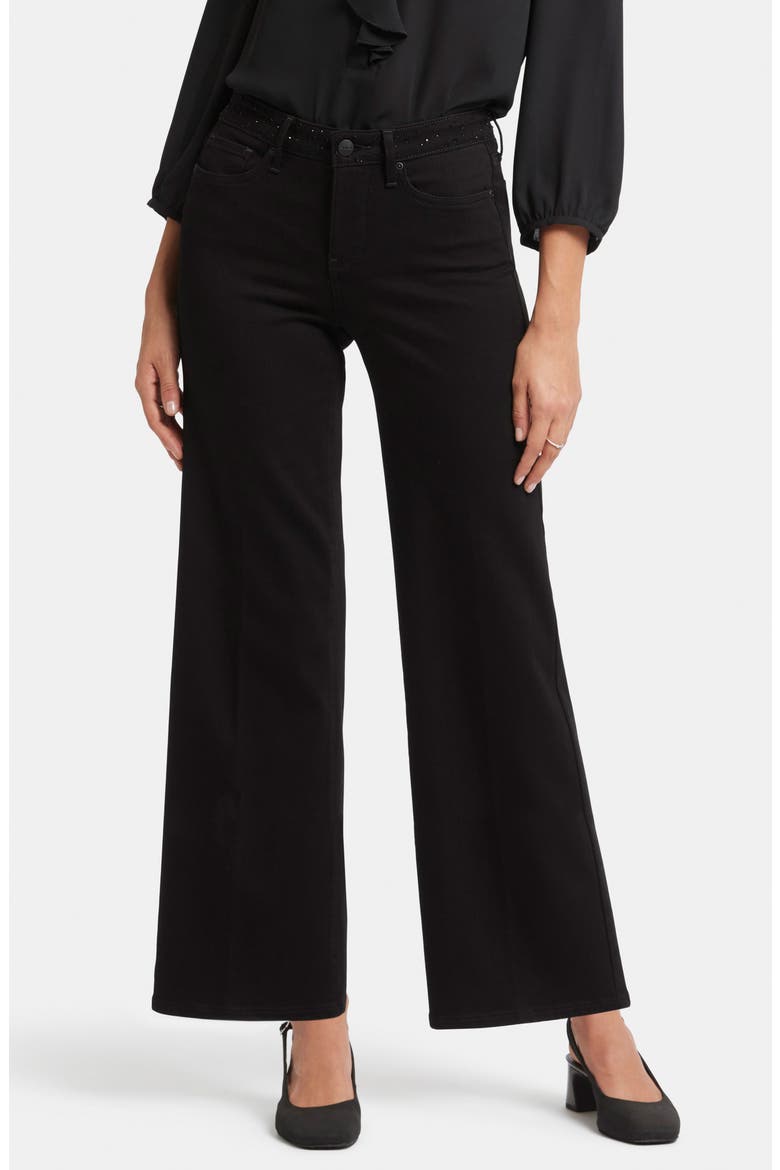 Teresa Rhinestone Wide Leg Jeans, Main, color, BLACK RINSE