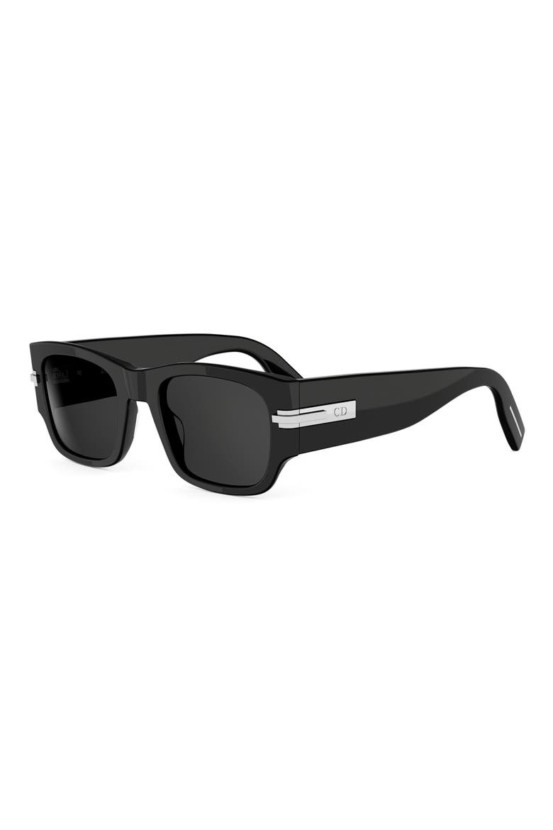 DiorBlackSuit XL S4I 52mm Square Sunglasses, Alternate, color, SHINY BLACK / SMOKE