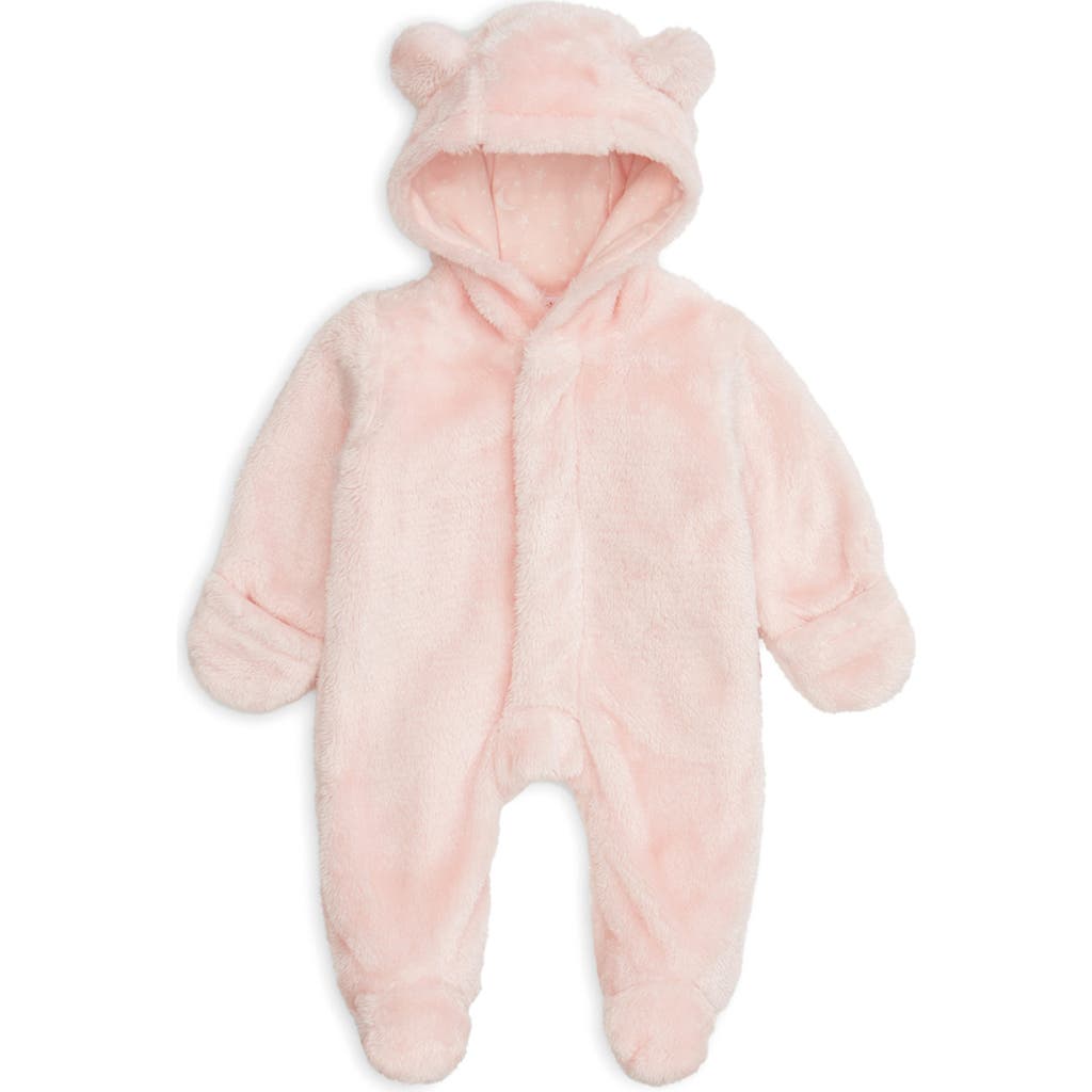 Magnetic Me Minky Faux Fur Bear Hooded Footie Suit In Pink