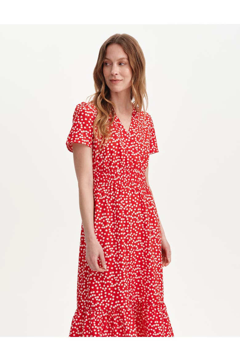 Deena Wrap Fit Midi Dress, Alternate, color, Red Cherry Spot