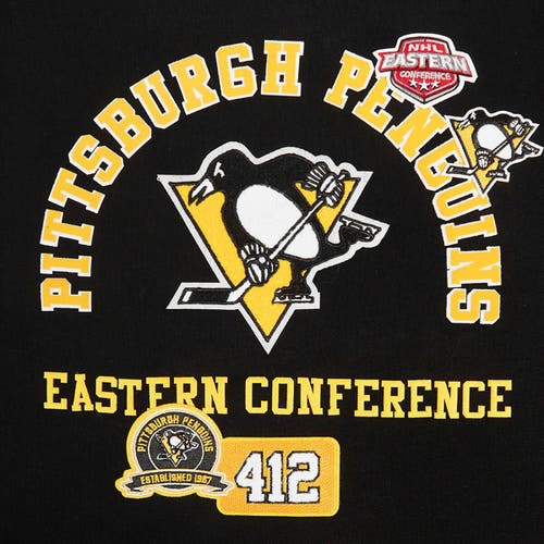 Pro Standard Black Pittsburgh Penguins Area Code Cropped Pullover Sweatshirt In Black