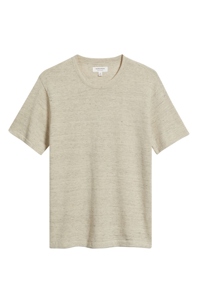 Nordstrom Silk Short Sleeve Sweater, Alternate, color, Beige Oak Heather
