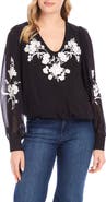Karen Kane Floral Embroidered Georgette Top