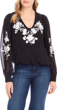 Karen Kane Floral Embroidered Georgette Top