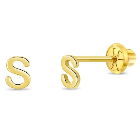 14k Itsy Bitsy Initial Letter Earrings