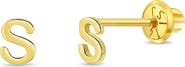 In Season Jewelry 14k Itsy Bitsy Initial Letter Earrings