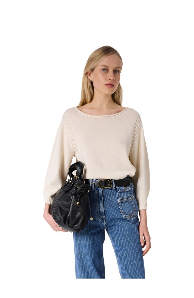 GERARD DAREL Liona 3/4 Sleeve Boat Neck Knit Top, Main, color, Ecru