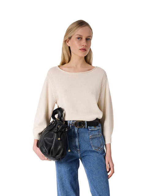Liona 3/4 Sleeve Boat Neck Knit Top