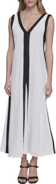 KARL LAGERFELD Aero Wash Colorblock A-Line Dress