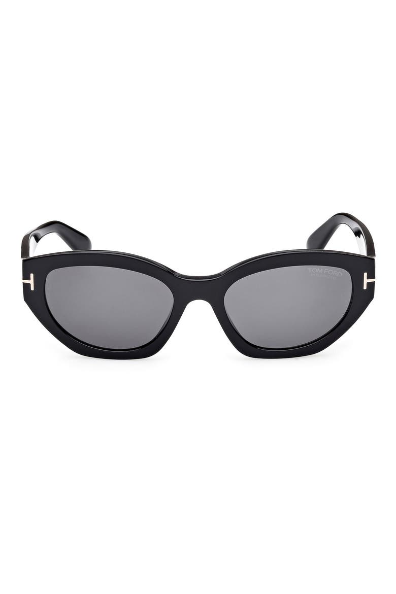 Penny 55mm Polarized Geometric Sunglasses, Main, color, SHINY BLACK/ ECO/ SMOKE
