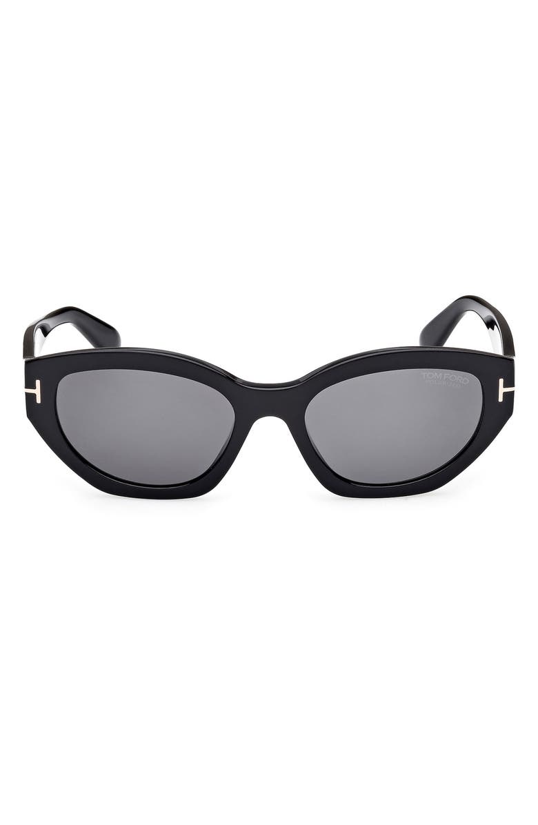 TOM FORD Penny 55mm Polarized Geometric Sunglasses, Main, color, Shiny Black/ Eco/ Smoke