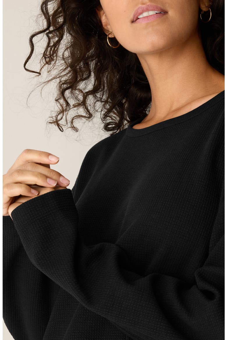 Waffle Knit Box Top, Alternate, color, BLACK