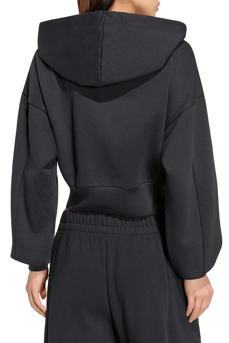 Full Zip Cropped Fleece Hoodie, Alternate, color, BLACK