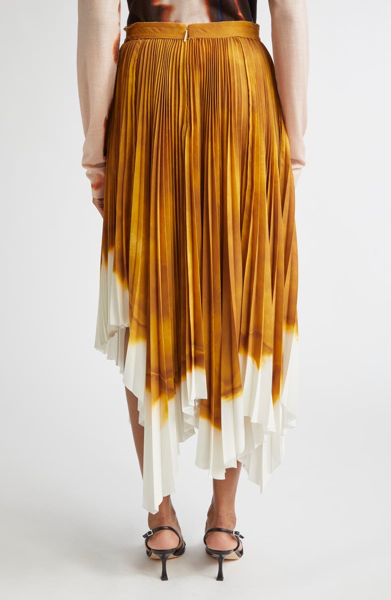 Jason Wu Collection Dip Dye Asymmetric Pleated Midi Skirt, Alternate, color, Marigold / Ivory