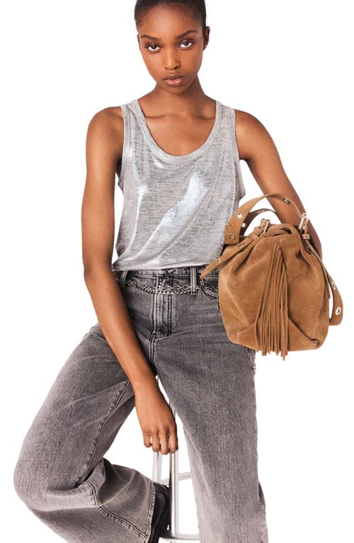 Maje Metallic Vest Top In Silver