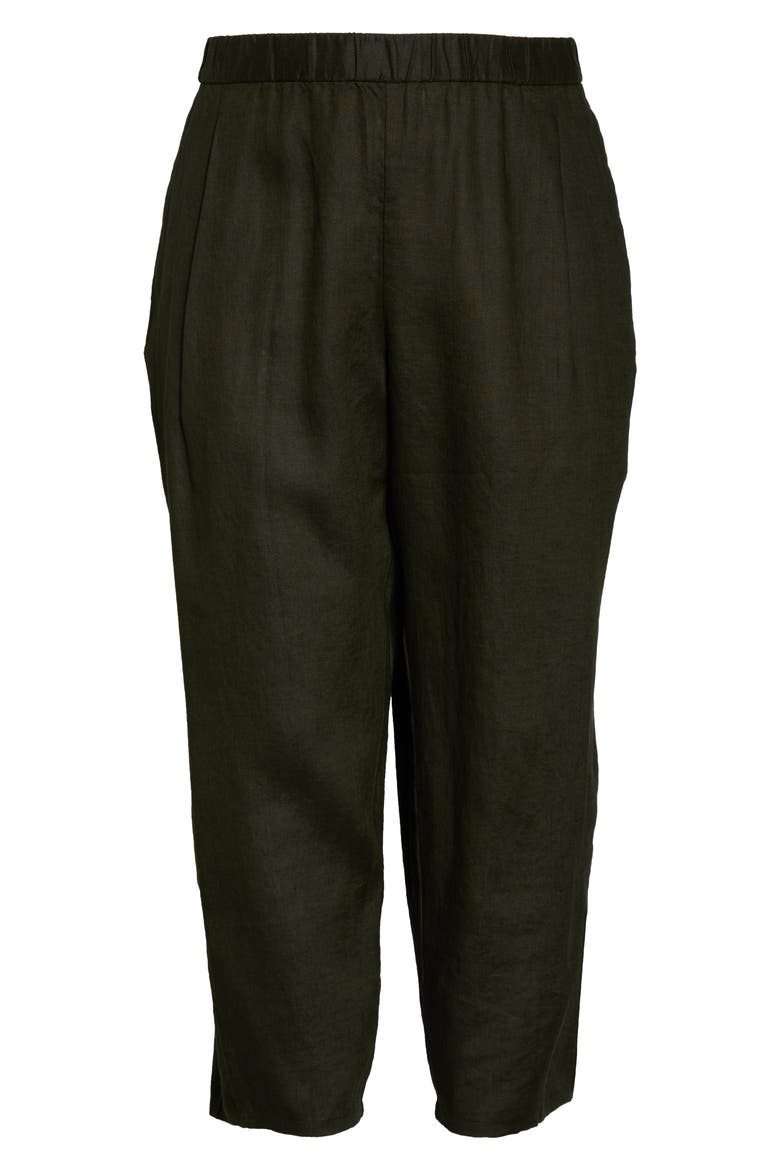 Lantern Organic Linen Ankle Pants, Alternate, color, SEAWEED