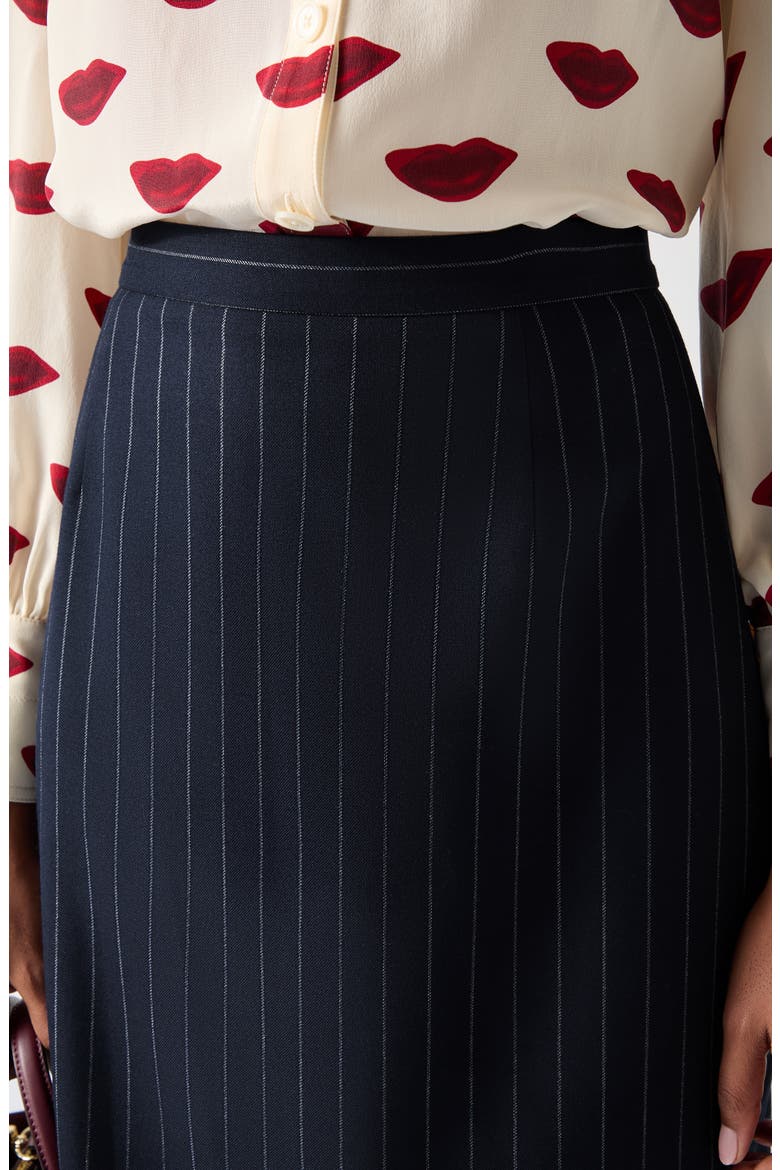 Bella Pin Stripe A-Line Skirt, Alternate, color, BLU-NAVY