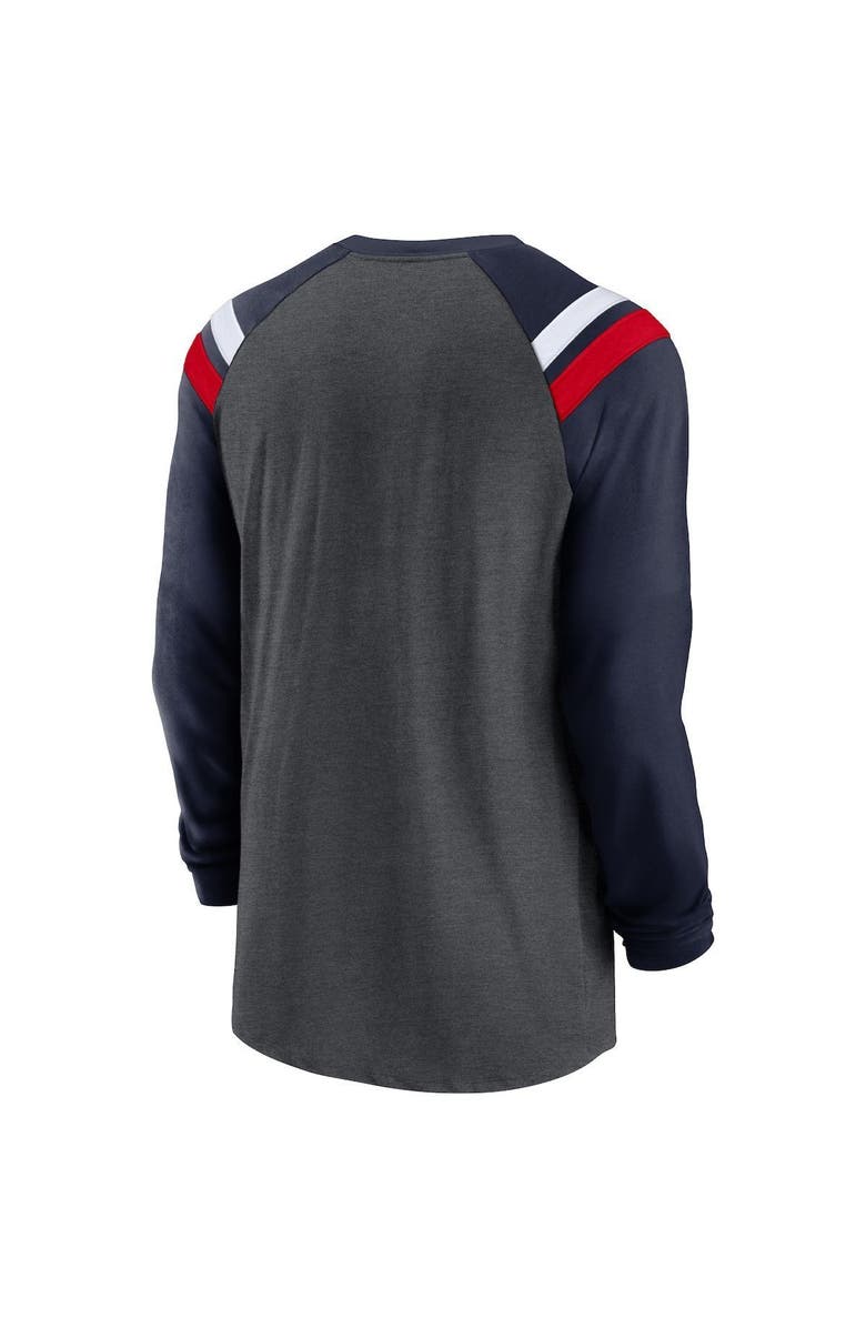 Nike Men's Nike Heathered Charcoal/Navy Tennessee Titans Tri-Blend Raglan Athletic Long Sleeve Fashion T-Shirt, Alternate, color, Heather Charcoal