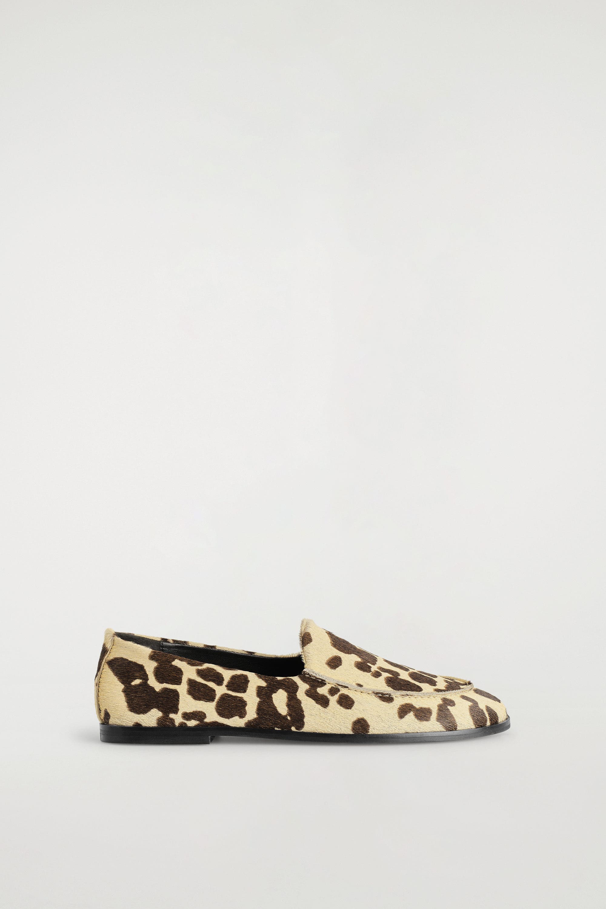 COS Animal-print Pony-hair Effect Leather Loafers, Main, color, Beige / Animal Print