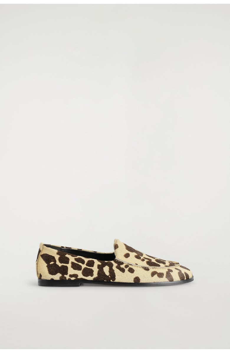 COS Animal-print Pony-hair Effect Leather Loafers, Main, color, Beige / Animal Print