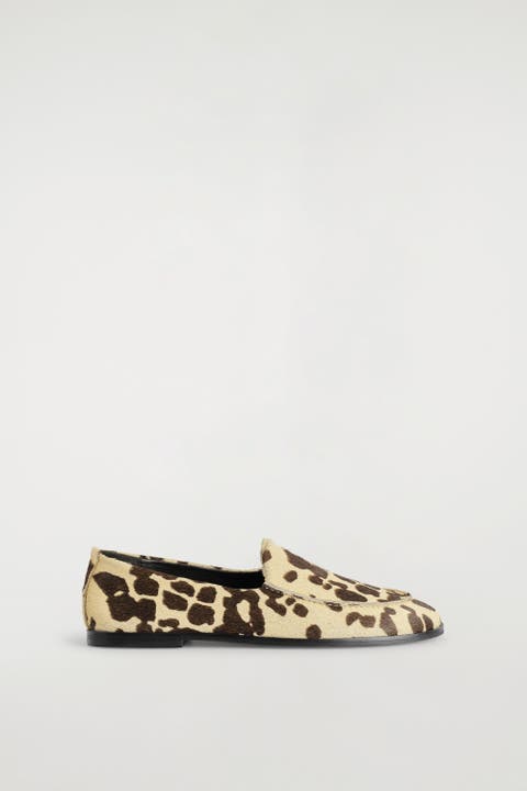 Animal-print Pony-hair Effect Leather Loafers
