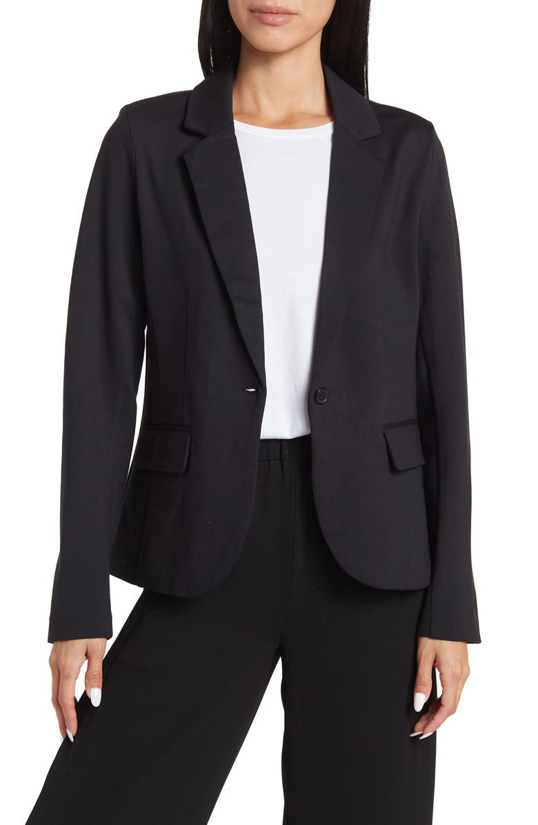 NORDSTROM RACK Essential Ponte Blazer, Main, color, Black