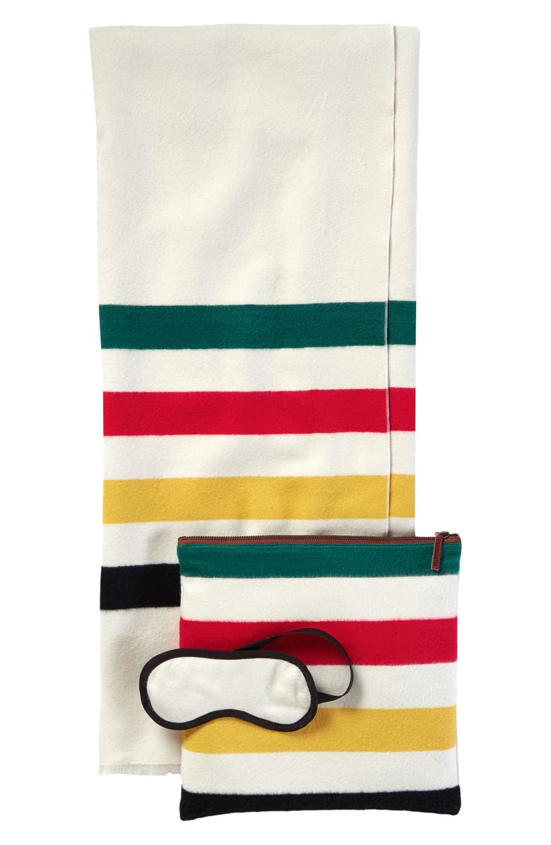 Pendleton Glacier Stripe Throw & Eye Mask, Main, color, 
