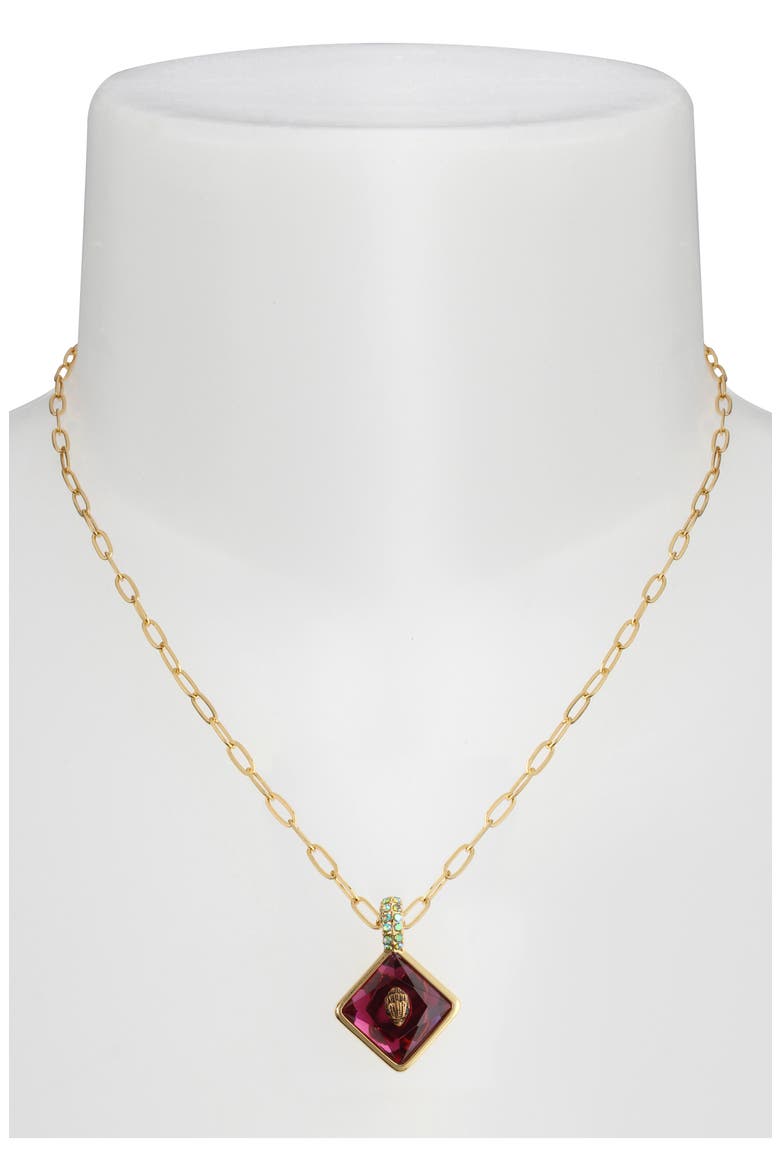 Square Stone Eagle Pendant Necklace, Alternate, color, PINK