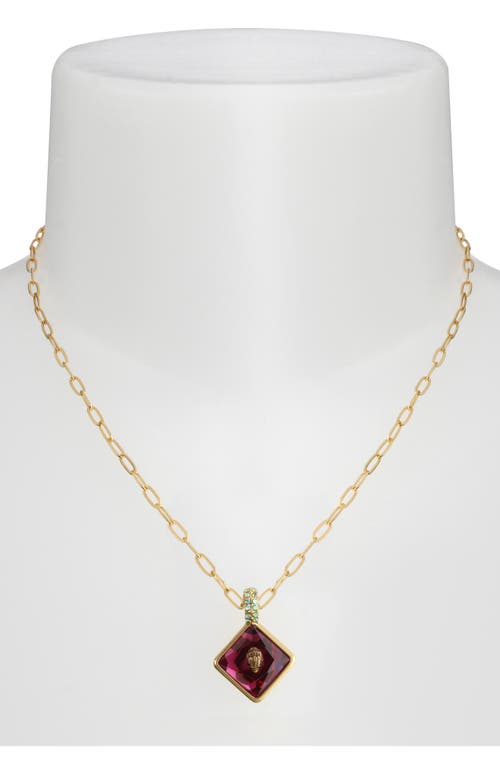Kurt Geiger London Square Stone Eagle Pendant Necklace In Gold
